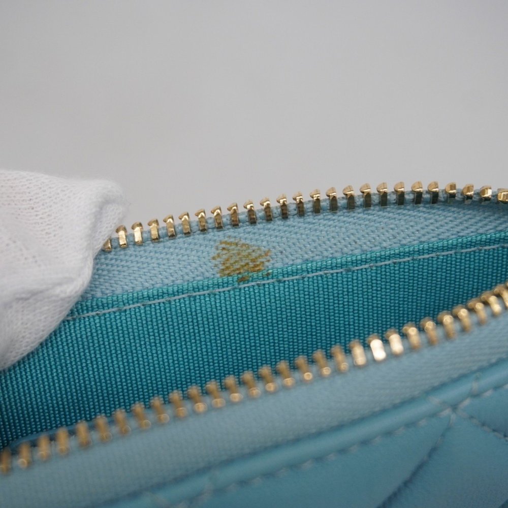 CHANEL Blue Lambskin Leather Wallet - Picture 7 of 11